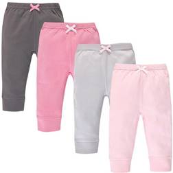 Touched By Nature Organic Cotton Pants 4-pack - Pink Gray Solid