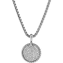 David Yurman Elements Disc Pavé Pendant - Silver/Diamonds