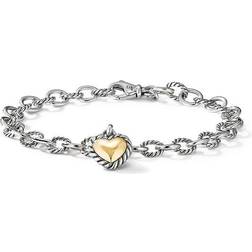 David Yurman Cable Cookie Classic Heart Charm Bracelet - Gold/Silver