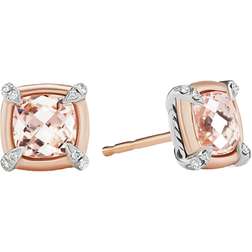 David Yurman Petite Chatelaine Stud Earrings - Rose Gold/Silver/Morganite/Diamonds