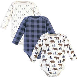 Hudson Baby Quilted Long Sleeve Bodysuits 3 Pack - Moose Bear(10125826)