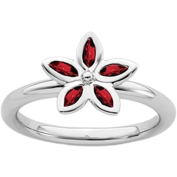 Stacks & Stones Flower Stack Ring - Silver/Garnet