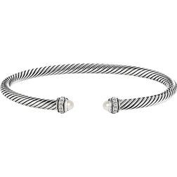 David Yurman Cable Classic Bracelet - Silver/Pearls/Diamonds
