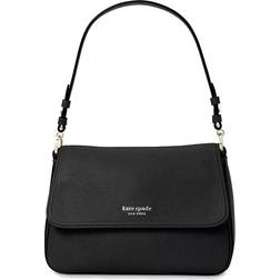 Kate Spade New York Hudson Pebbled Leather Medium Convertible Flap Shoulder Bag - Black