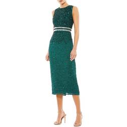 Mac Duggal Vertical Sequin Midi Sheath Dress - Deep Emerald