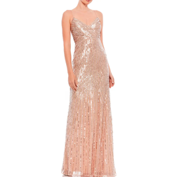 Mac Duggal Sequin Stripe Trumpet Gown - Rose Gold