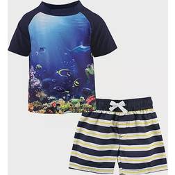 Little Me Coral Reef Rashguard and Swim Trunk Set - Blue