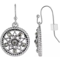 1928 Jewelry Round Drop Earrings - Silver/Grey