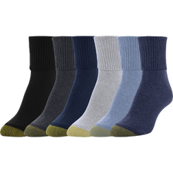Goldtoe Women's Turn Cuff Socks 6-pack - Grey Blue Mix