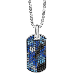 David Yurman Navy Camo Pavé Tag Pendant - Silver/Sapphires