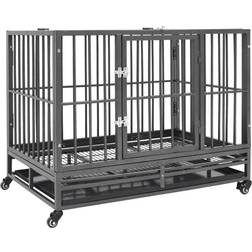 vidaXL Dog Cage with Wheel 92x76
