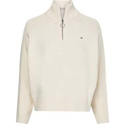 Tommy Hilfiger Hayana Zip Up High Neck Sweater - Ecru