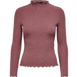 Only Emma Rib Top - Rose Brown/Detail Melange