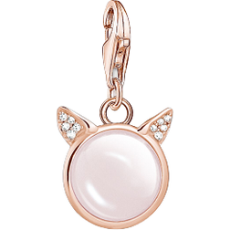 Thomas Sabo Charm Club Collectable Cat Ears Charm Pendent - Rose Gold/Pink/Transparent