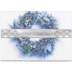 Jam Paper Christmas Card Sets 25/Pack Merry Christmas Wreath