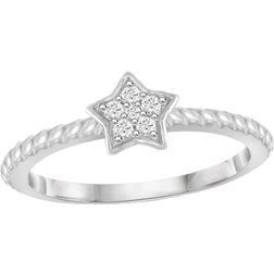 JewelonFire Star Ring - Silver/Diamonds