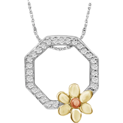 JewelonFire Flower Octagon Pendant - Silver/Gold/Rose Gold/Transparent