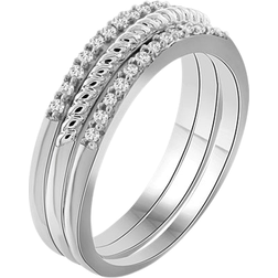 JewelonFire Stackable Ring - Silver/Diamonds