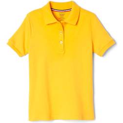 French Toast Girl's Short Sleeve Interlock Polo with Picot Collar - Gold