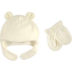 Luvable Friends Baby Fleece Bear Hat and Mitten Set 2-pack - Cream (10130988)