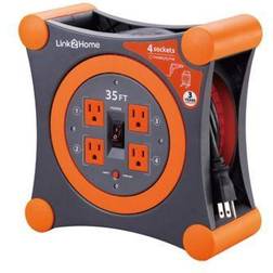 Link2Home Cord Reel 35' Extension Cord with 4 Power Outlets