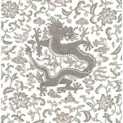 Nuwallpaper Scalamandre Grey Chi'en Dragon Self Adhesive Wallpaper