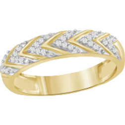 JewelonFire V Texture Ring - Gold/Diamonds