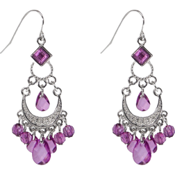 1928 Jewelry Beads Chandelier Earrings - Silver/Purple