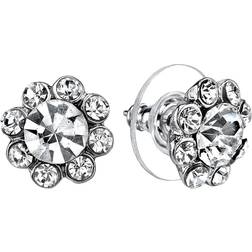 1928 Jewelry Flower Stud Earrings - Silver/Transparent