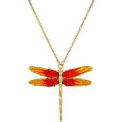 1928 Jewelry Dragonfly Pendant Necklace - Gold/Orange