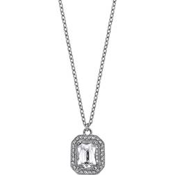 1928 Jewelry Octagon Pendant Necklace - Silver/Transparent