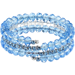 1928 Jewelry Lux-Cut Beaded Coil Bracelet - Silver/Sapphire/Blue