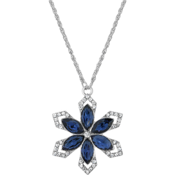 1928 Jewelry Flower Necklace - Silver/Sapphire/Transparent