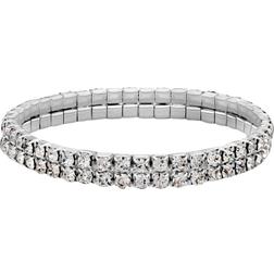 1928 Jewelry 2-Row Rhinestone Stretch Bracelet - Silver/Transparent