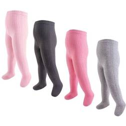 Hudson Baby Cable Knit Tights 4-pack - Pink & Charcoal (10754091)