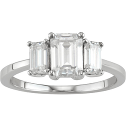 Charles & Colvard Forever One Moissanite Three Stone Engagement Ring - Silver/Transparent