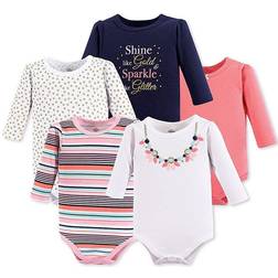 Little Treasures Necklace LS Bodysuits 5-Pack - Pink