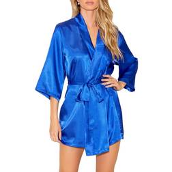 iCollection Women's Ultra Soft Satin Lounge and Poolside Robe - Royal-blue