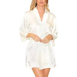 iCollection Women's Ultra Soft Satin Lounge and Poolside Robe - Ivory