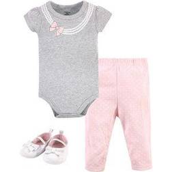 Little Treasures Baby Girl's Layette Set 3-piece - Gray Pink Pearls