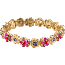 1928 Jewelry Simulated Floral Stretch Bracelet - Gold/Multicolour
