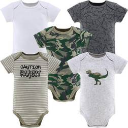 The Peanutshell Short Sleeve Bodysuits 5 Pack - Camo Dinosaur