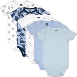 The Peanutshell Short Sleeve Bodysuits 5 Pack - Blue Dinosaurs