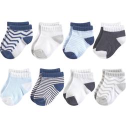 Luvable Friends Basic Socks 8-Pack - Grey/Blue Chevron (10728080)