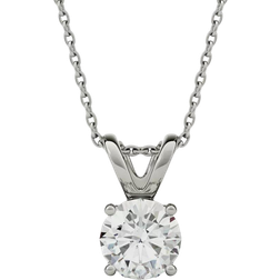 Charles & Colvard Moissanite Round Solitaire Pendant Necklace - Silver/Moissanite