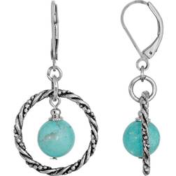 1928 Jewelry Orbital Drop Earrings - Silver/Blue