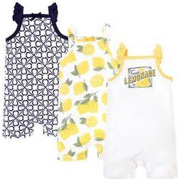 Touched By Nature Baby Girl's Rompers 3-pack - Lemon Tree