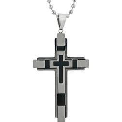 Lynx Cross Pendant Necklace - Silver/Black