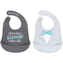 Little Treasures Silicone Bibs Gray Mint Handsome 2-pack