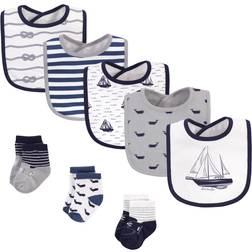 Hudson Cotton Bib and Sock Set Sail The Sea 8-pack